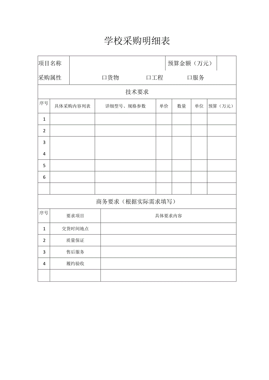 高校学校采购明细表.docx_第1页