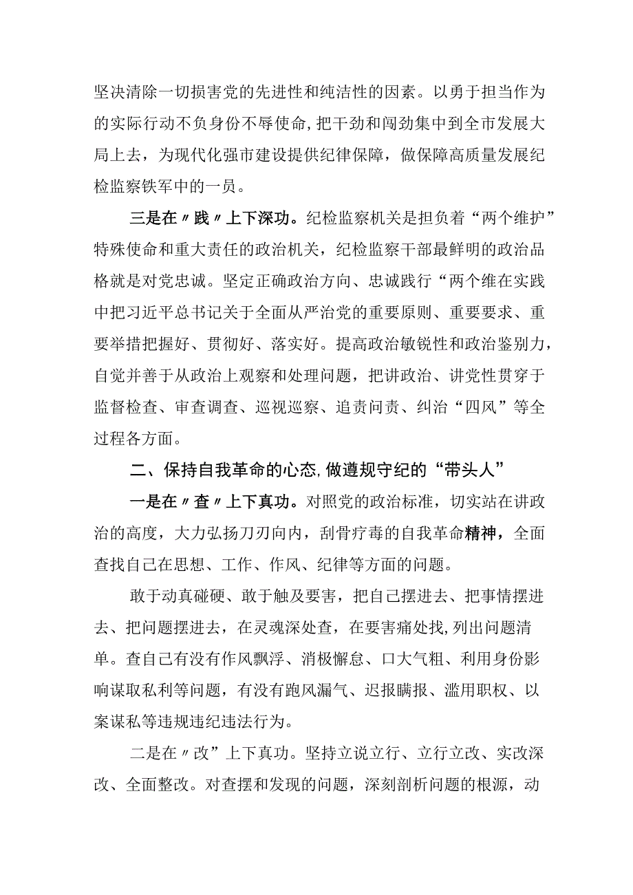 2023年某纪委书记开展纪检监察干部队伍教育整顿座谈会研讨材料.docx_第2页