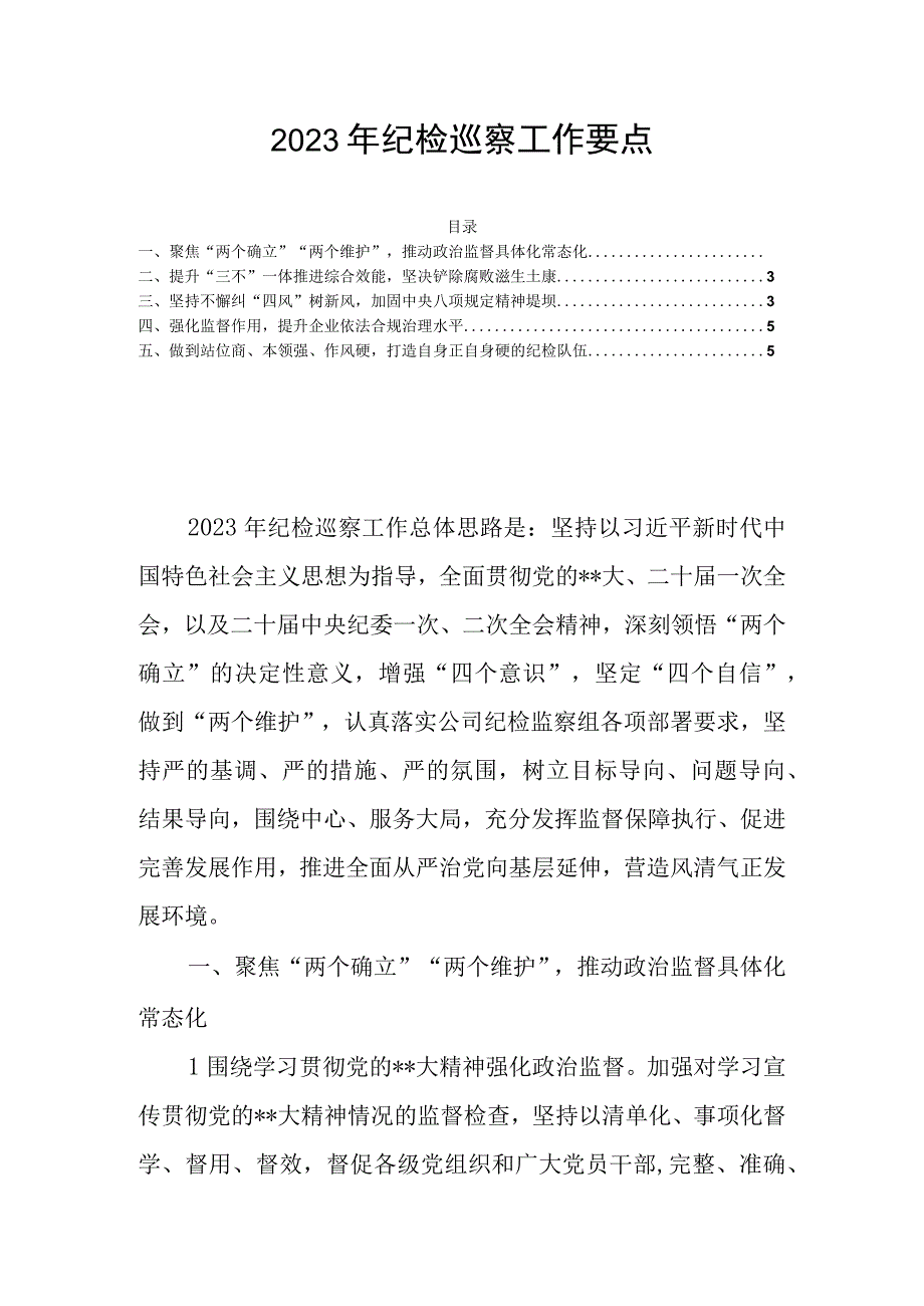 2023年纪检巡察工作要点.docx_第1页