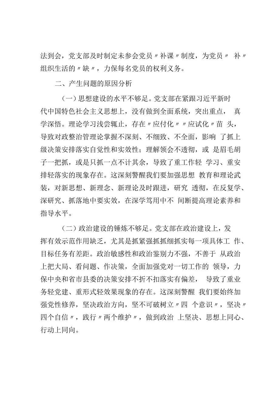 2023年度组织生活会党支部班子对照检查材料.docx_第3页