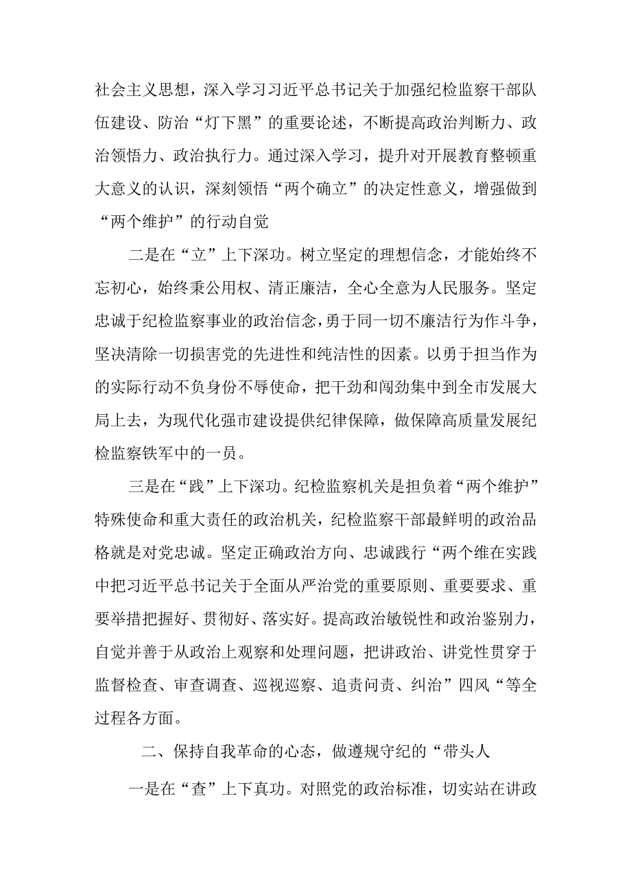 2023年纪检监察干部队伍教育整顿心得体会及研讨发言材料.docx_第2页