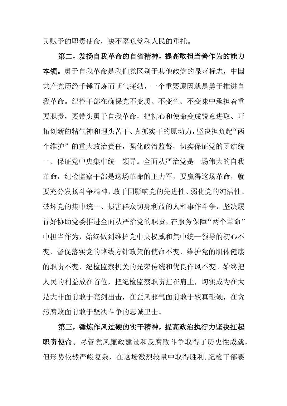 2023年纪检监察干部队伍教育整顿研讨发言心得体会：自觉接受刻骨铭心的革命性锻造和深入灵魂的精神洗礼确保利剑永不蒙尘.docx_第3页