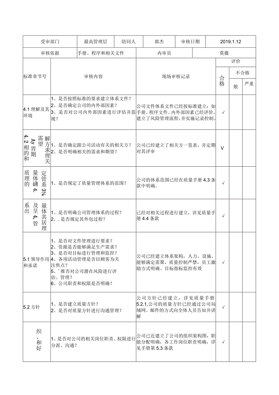 9202内部审核检查表.docx_第1页