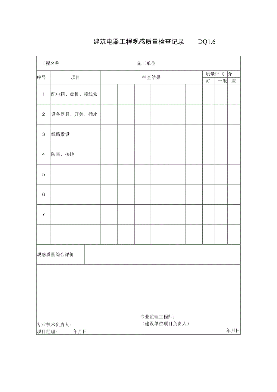 DQ16建筑电气工程观感质量检查记录工程文档范本.docx_第1页