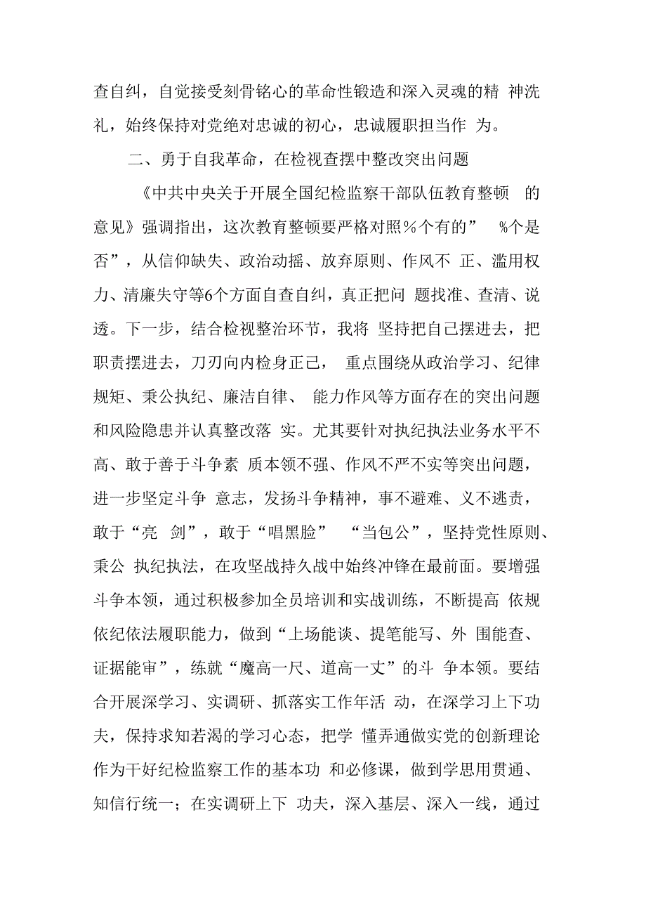 2023年轻纪检监察干部在纪检监察干部队伍教育整顿学习交流会上的研讨发言材料(共二篇).docx_第3页