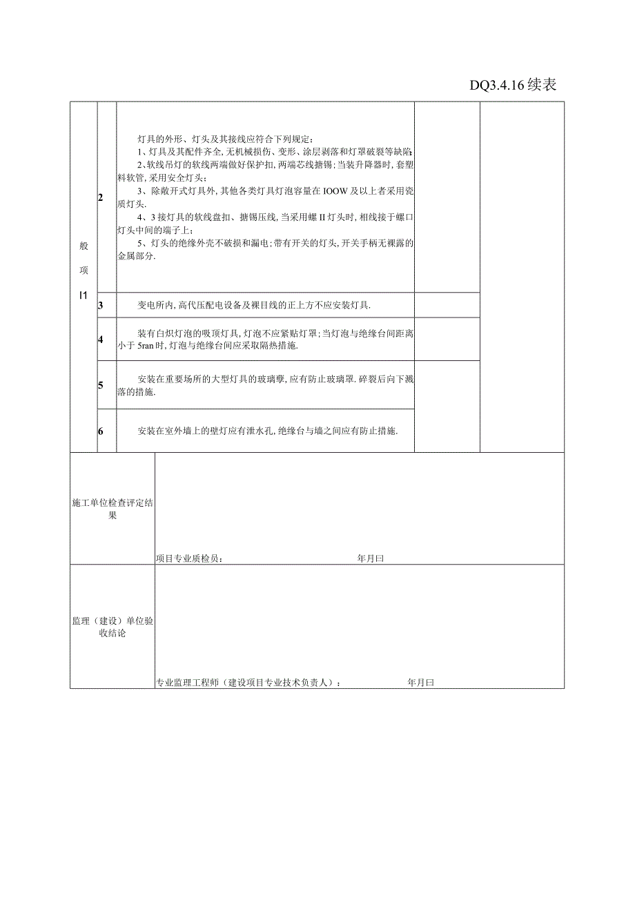 DQ3514普通灯具安装分项工程检验批质量验收记录工程文档范本.docx_第2页