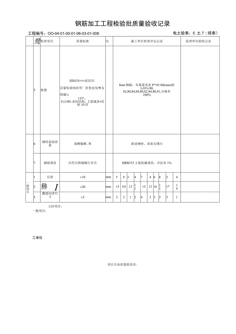 51071195m1545m结构框架柱钢筋加工工程检验批质量验收记录.docx_第2页