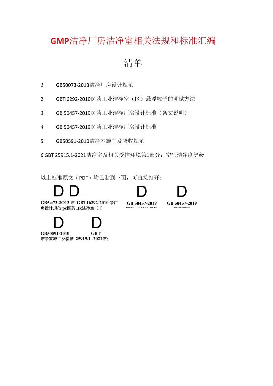 GMP洁净厂房洁净室相关法规和标准汇编（附原文）.docx_第1页