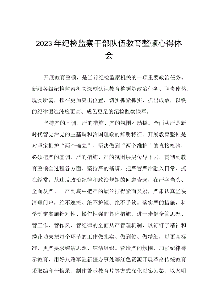 2023纪检监察干部队伍教育整顿学习个人心得体会六篇.docx_第1页