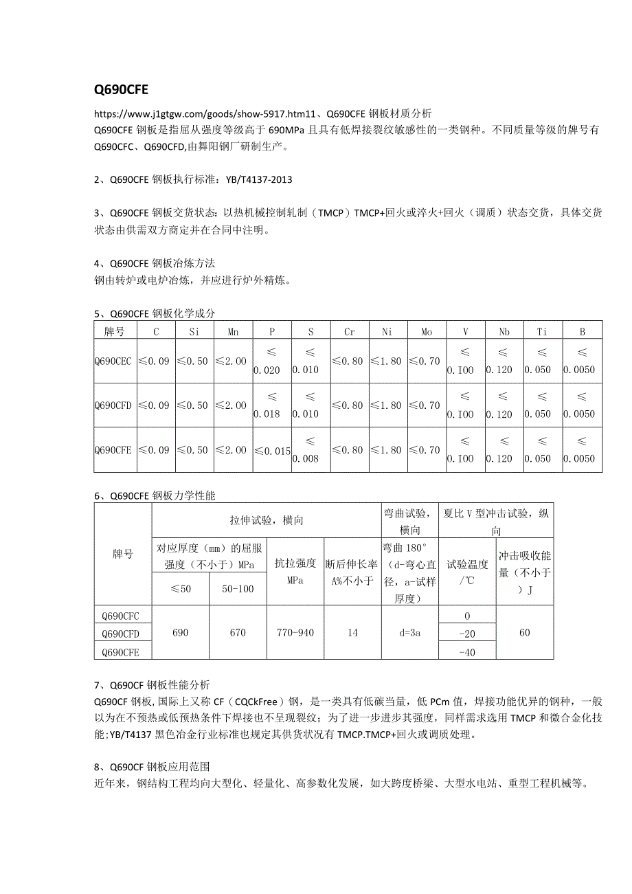 Q690CFE钢板交货状态及应用范围.docx_第1页