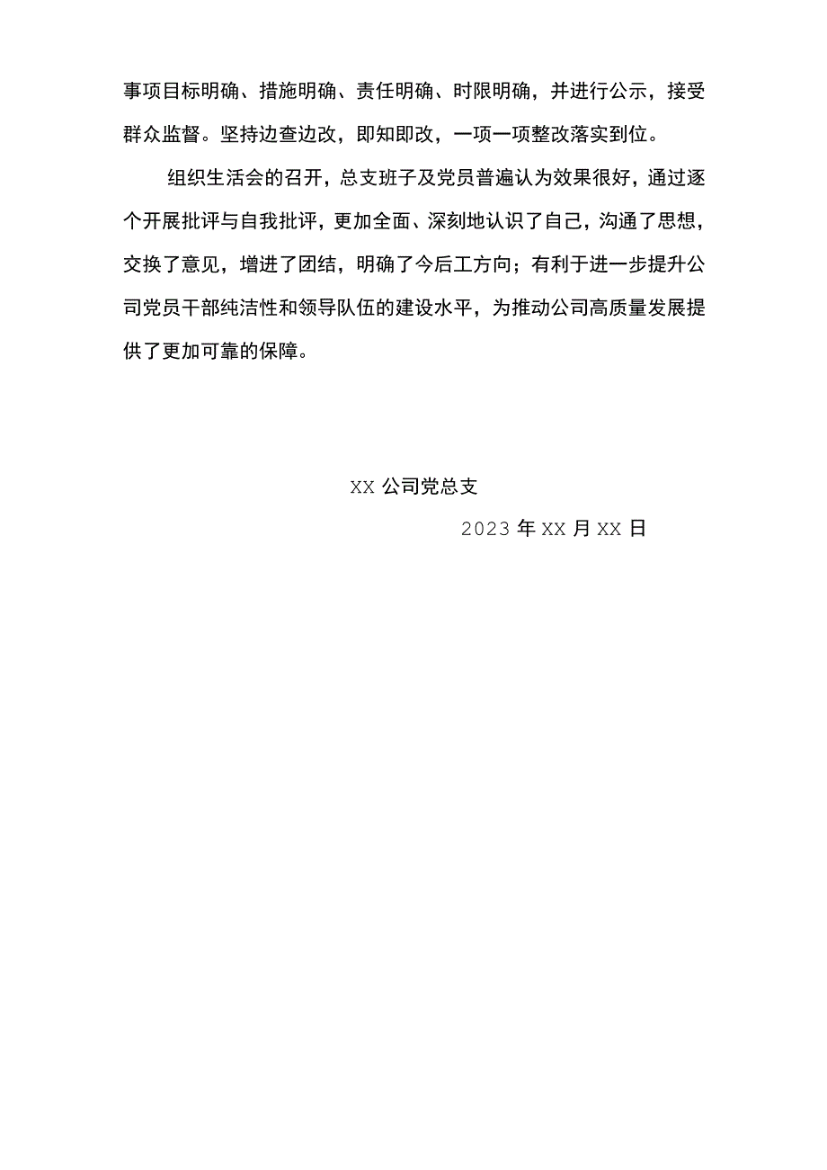 XX公司党总支召开组织生活会和开展民主评议党员情况报告.docx_第3页