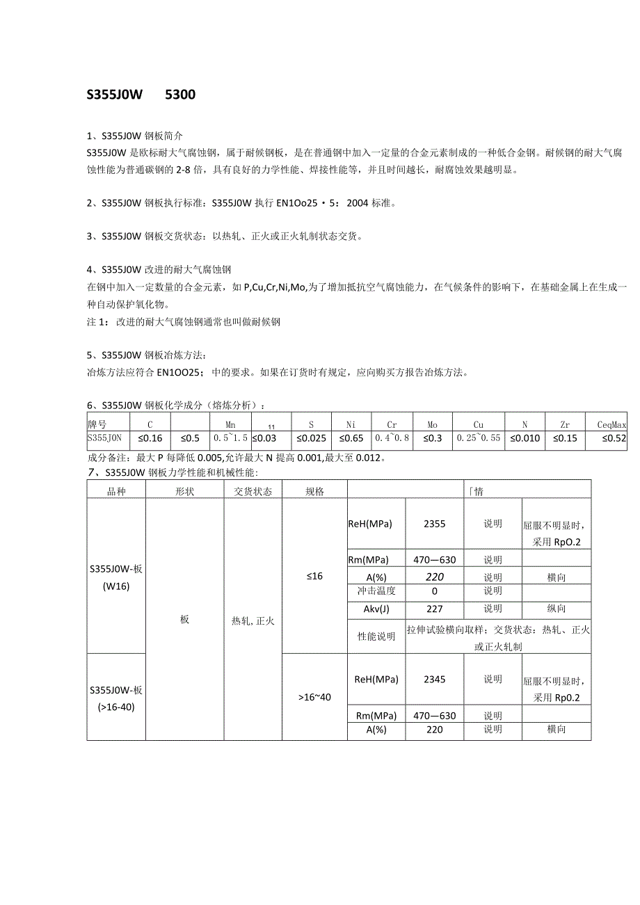 S355J0W欧标耐候钢板交货状态及应用范围.docx_第1页