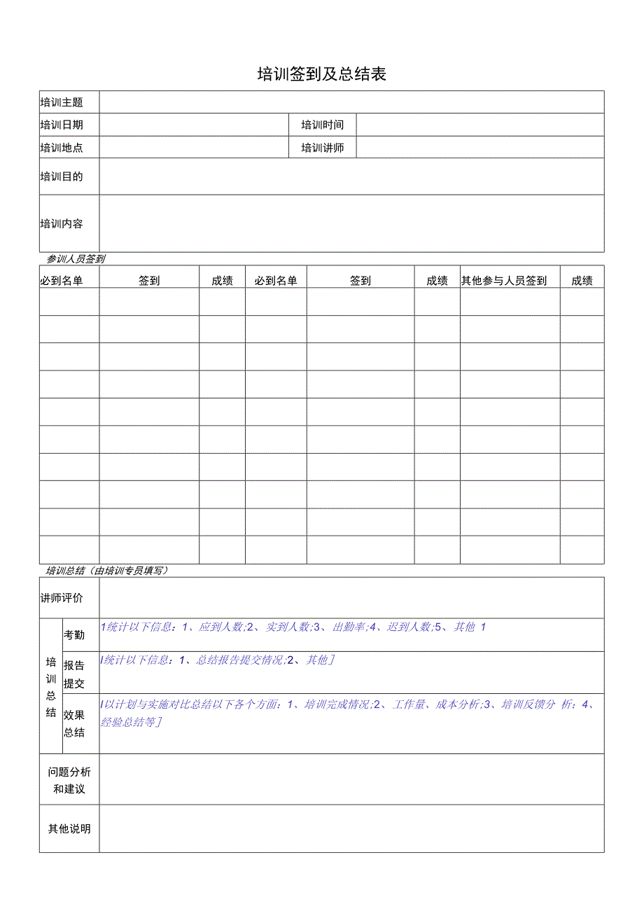 TSPP03T08 培训签到及总结表 V100.docx_第1页