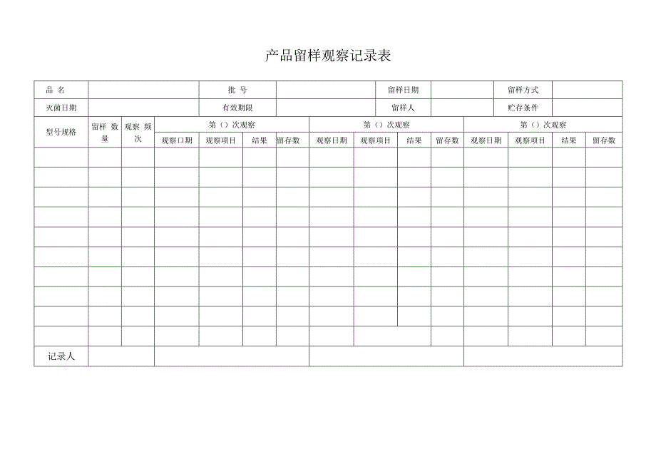 QP17JL19 产品留样观察记录.docx_第1页