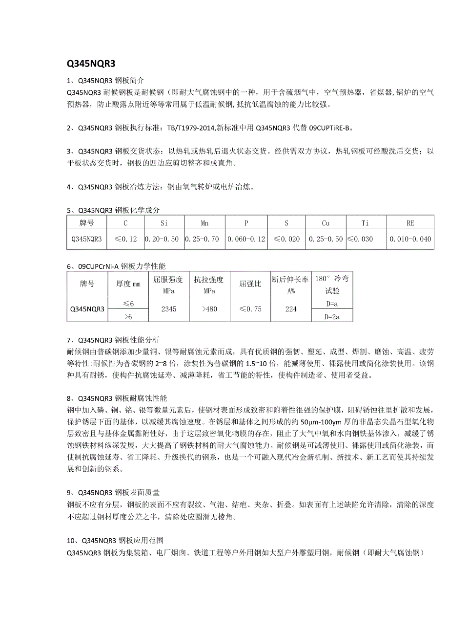 Q345NQR3耐候钢执行标准及应用范围.docx_第1页