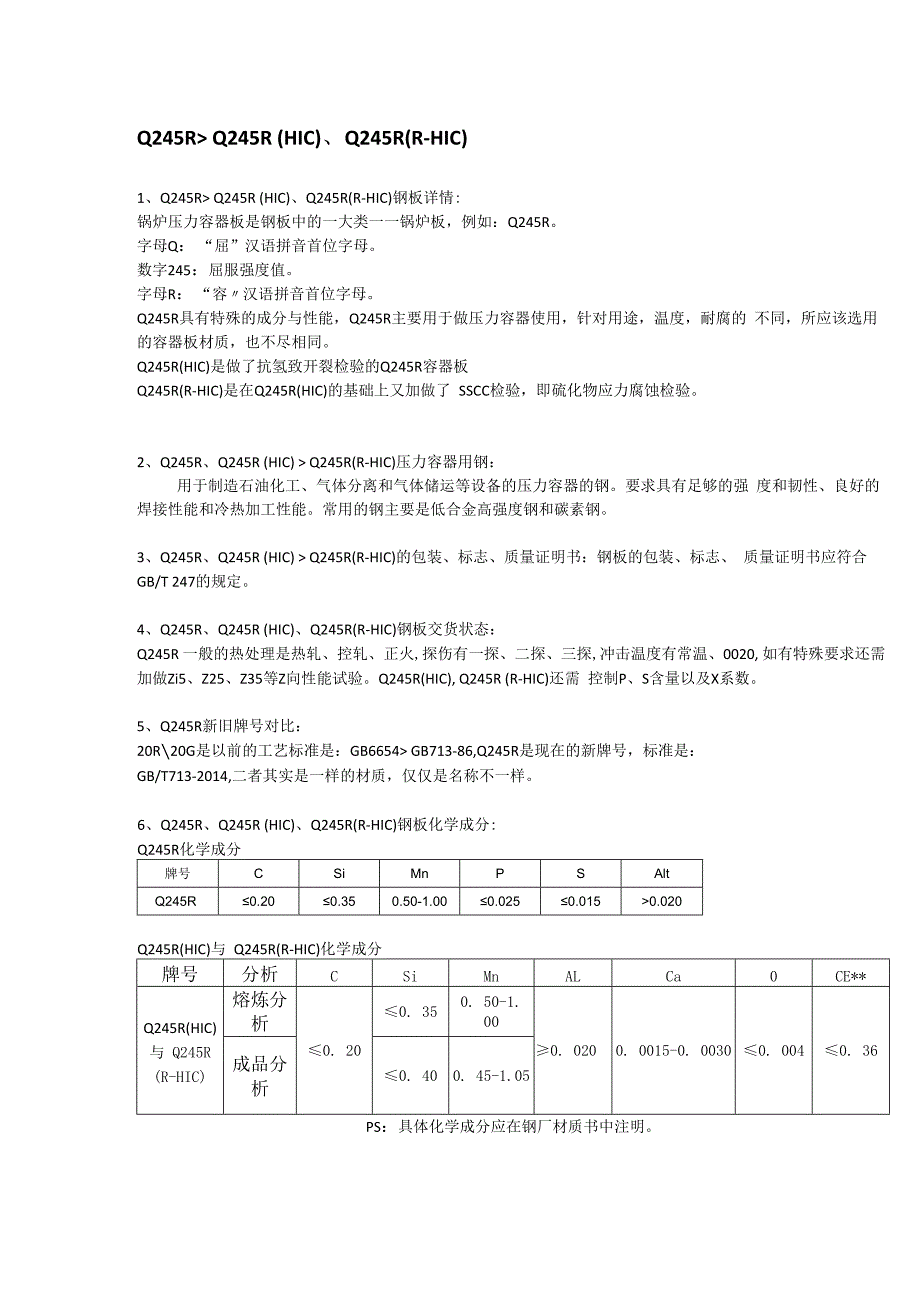 Q245R(RHIC)抗氢板材质分析及应用范围.docx_第1页