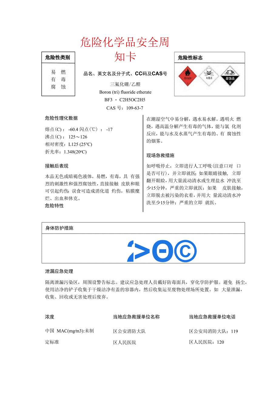 三氟化硼乙醚安全周知卡.docx_第1页