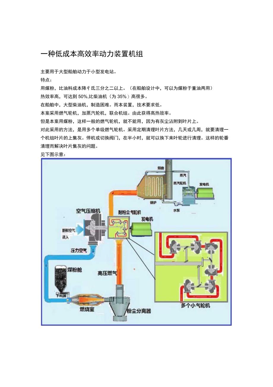 一种低成本高效率动力装置机组.docx_第1页