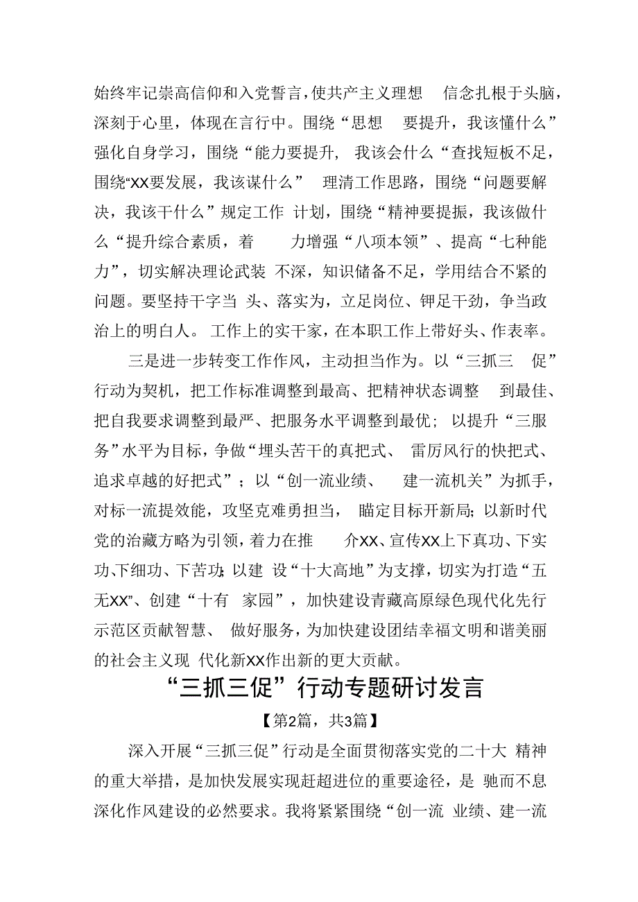 三抓三促行动专题研讨发言材料精选共计3篇_003.docx_第2页