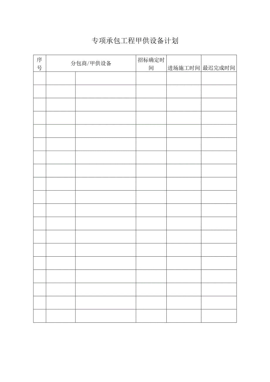 专项承包工程甲供设备计划.docx_第1页