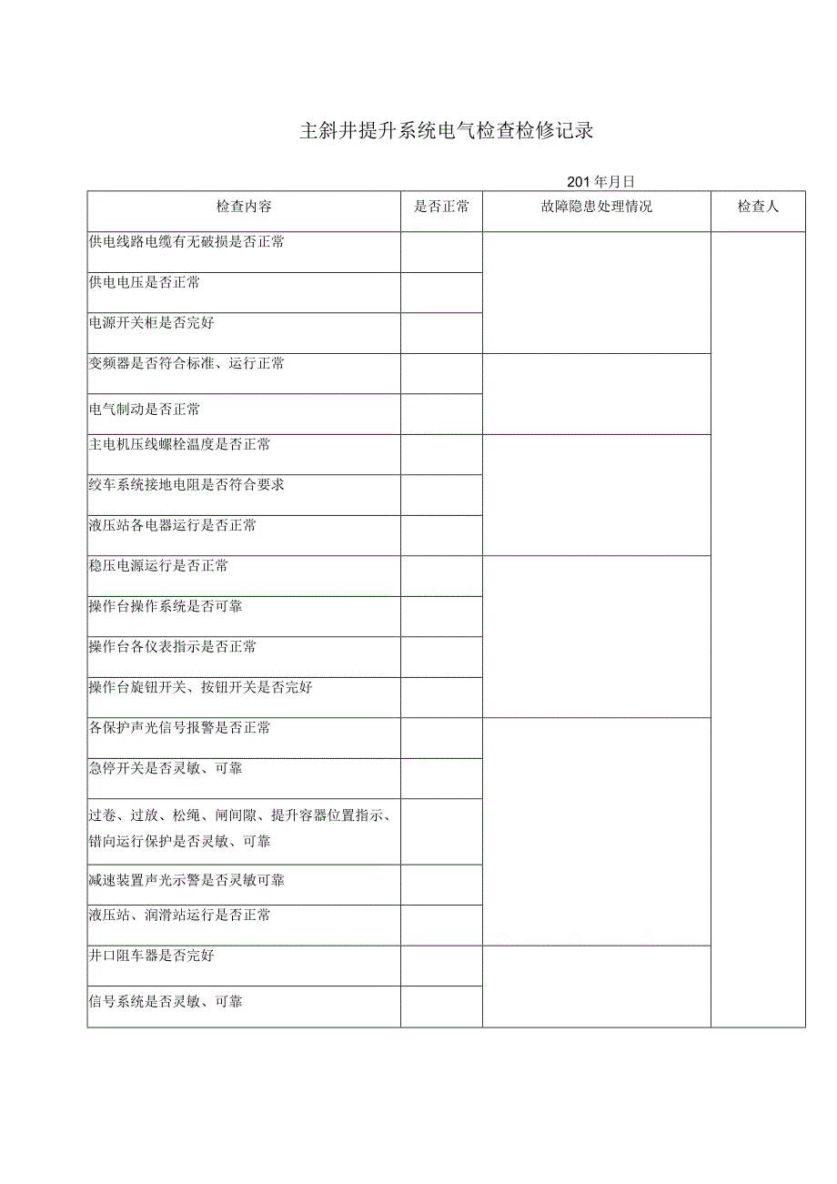 主斜井提升系统电气检查检修记录.docx_第1页