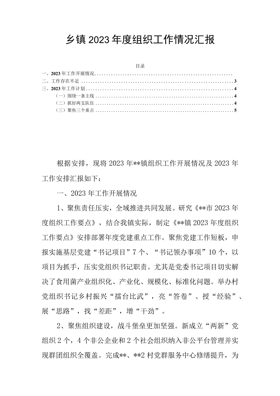 乡镇2023年度组织工作情况汇报.docx_第1页