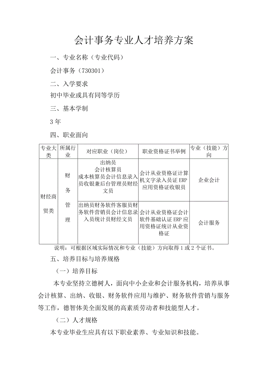 会计事务专业人才培养方案.docx_第1页