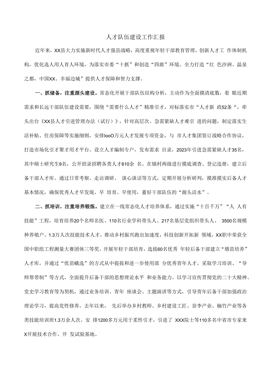 人才队伍建设工作汇报.docx_第1页