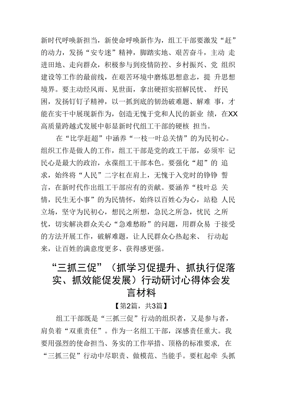 三抓三促抓学习促提升抓执行促落实抓效能促发展行动研讨心得体会发言材料精选共3篇_003.docx_第2页