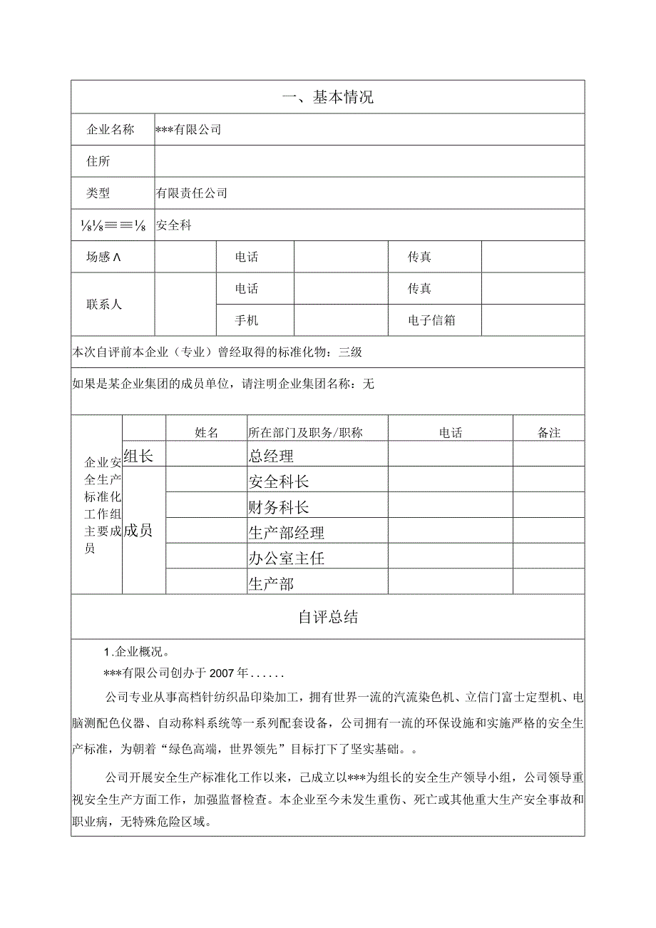 企业安全生产标准化自评模版共44页.docx_第2页