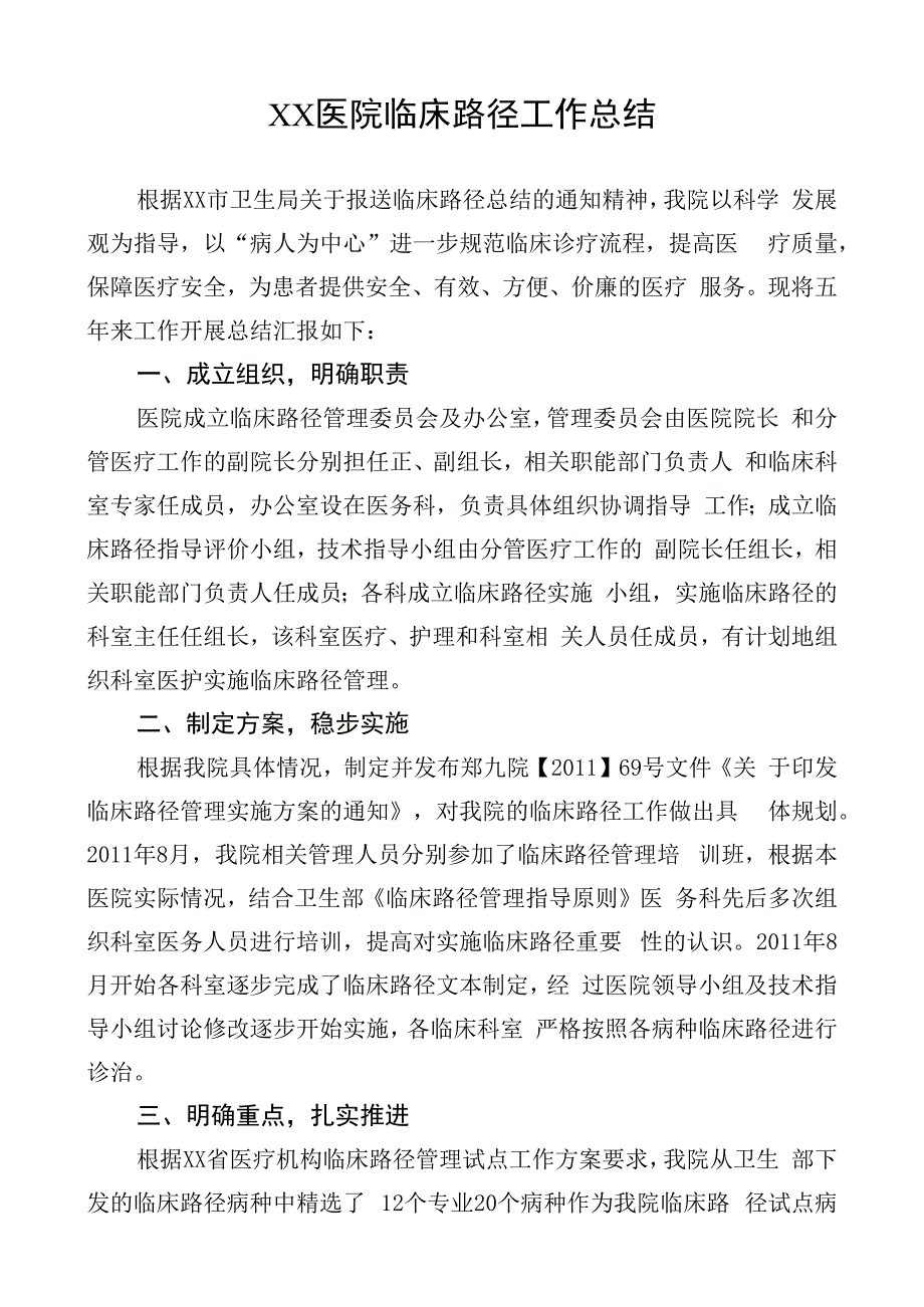 XX医院临床路径工作总结.docx_第1页