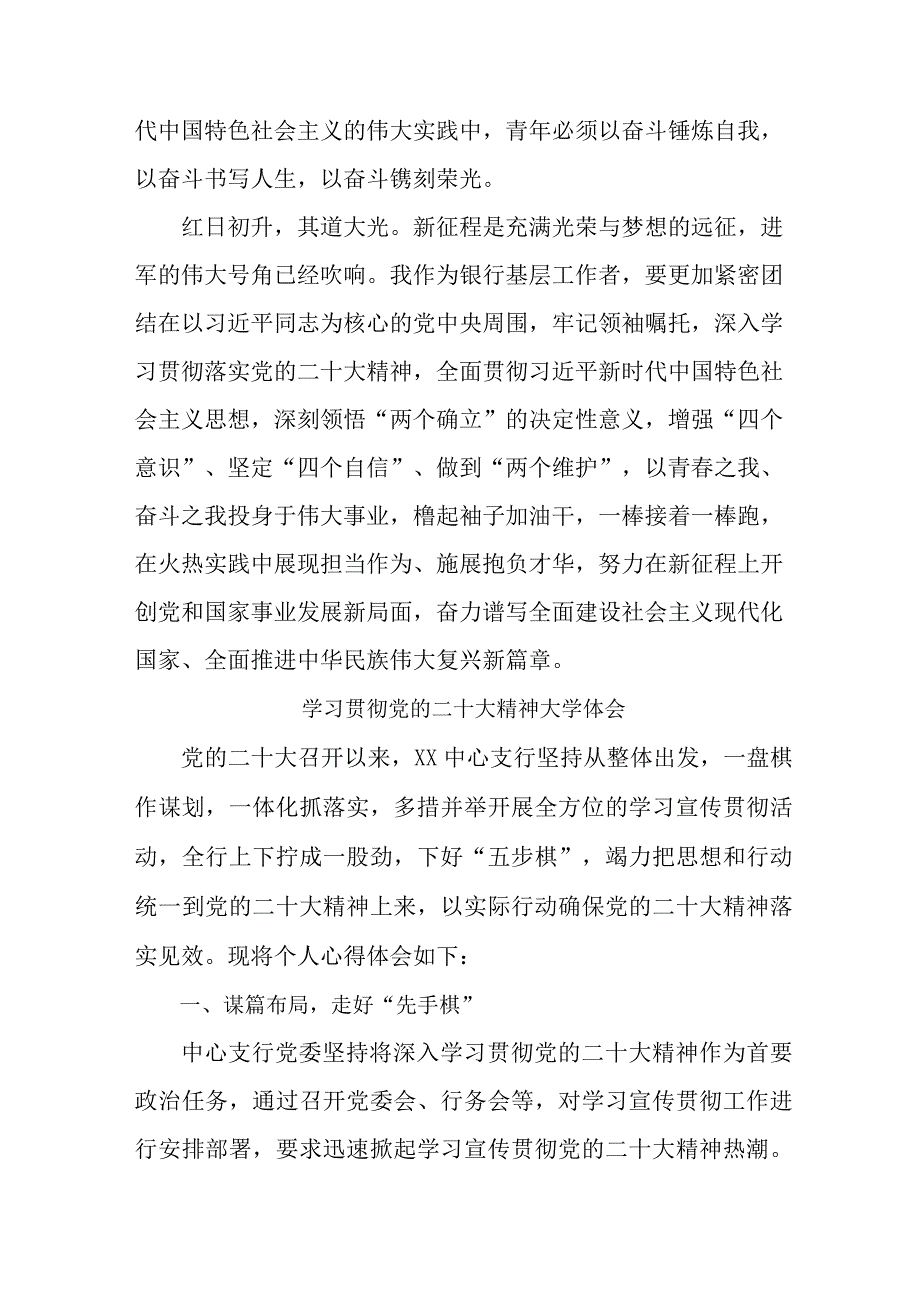 乡镇信用社基层党员干部学习贯彻《党的二十大精神》心得体会 合计5份.docx_第3页