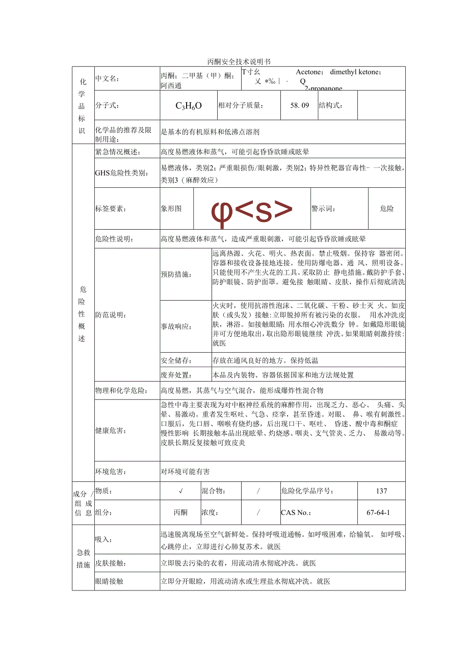 丙酮的安全技术说明书.docx_第1页