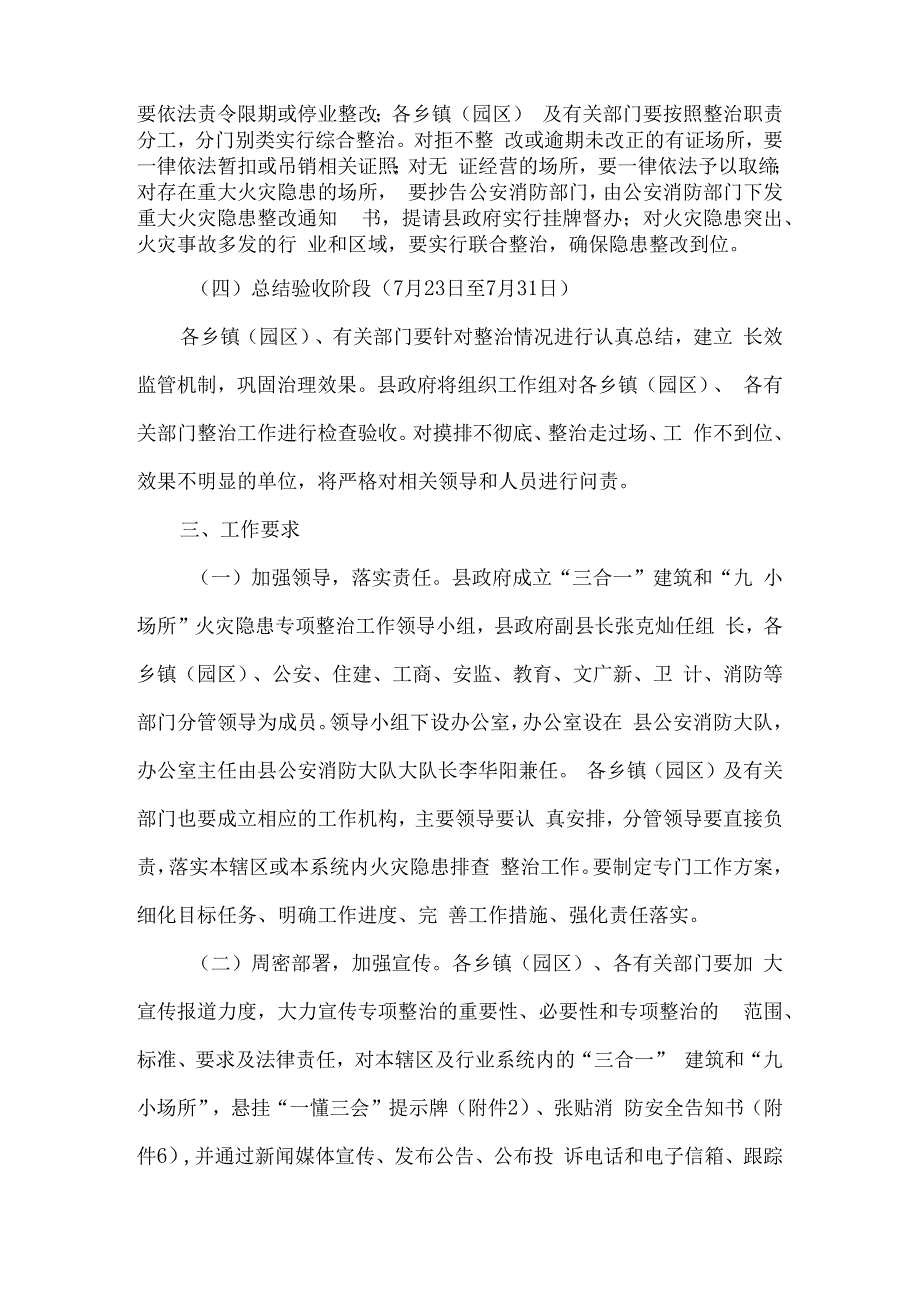 三合一建筑及九小场所火灾隐患排查整治工作方案5篇.docx_第3页