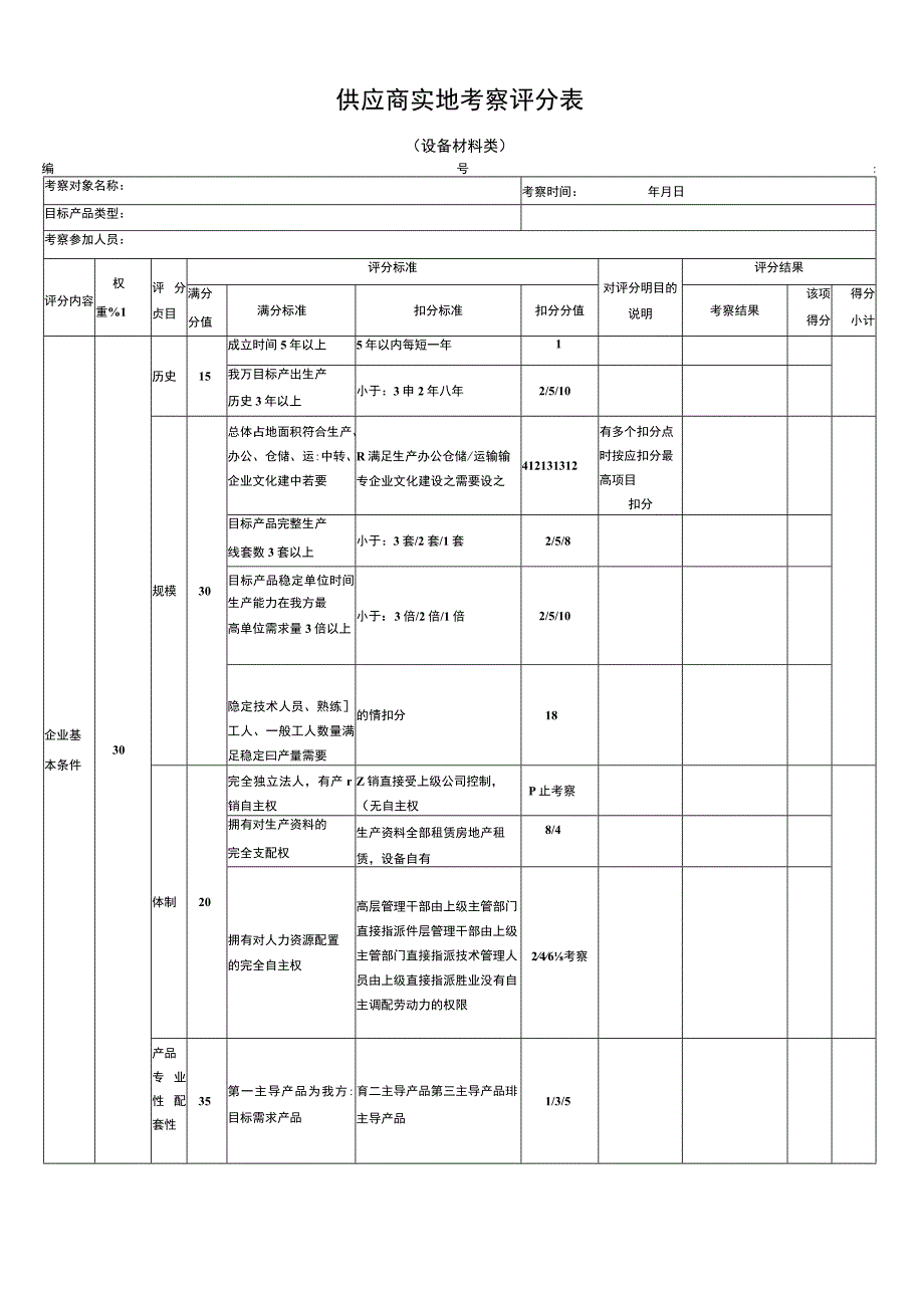 供应商实地考察评分表.docx_第1页