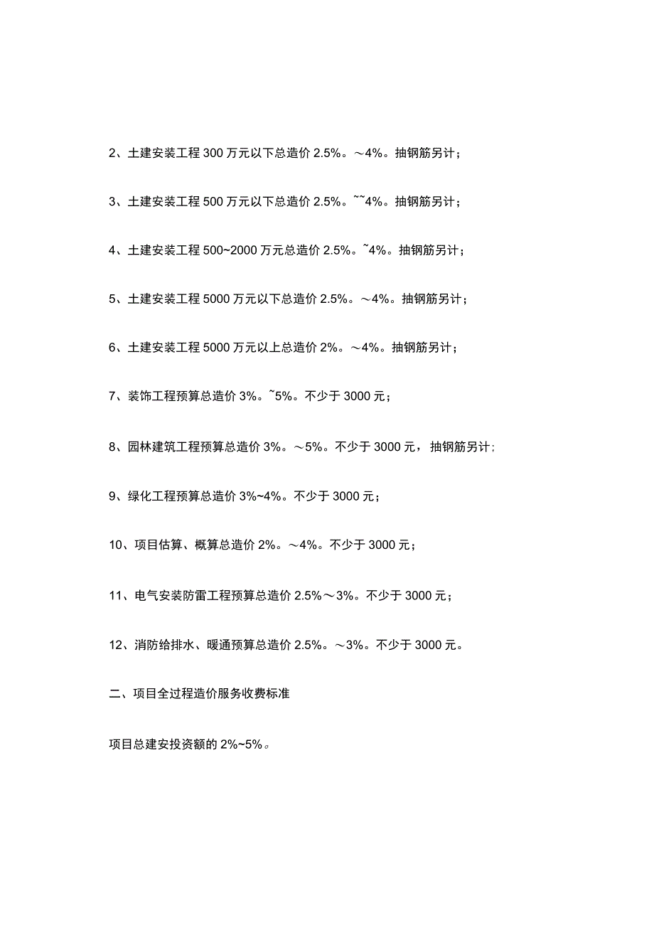 全国通用工程造价私活收费标准.docx_第2页