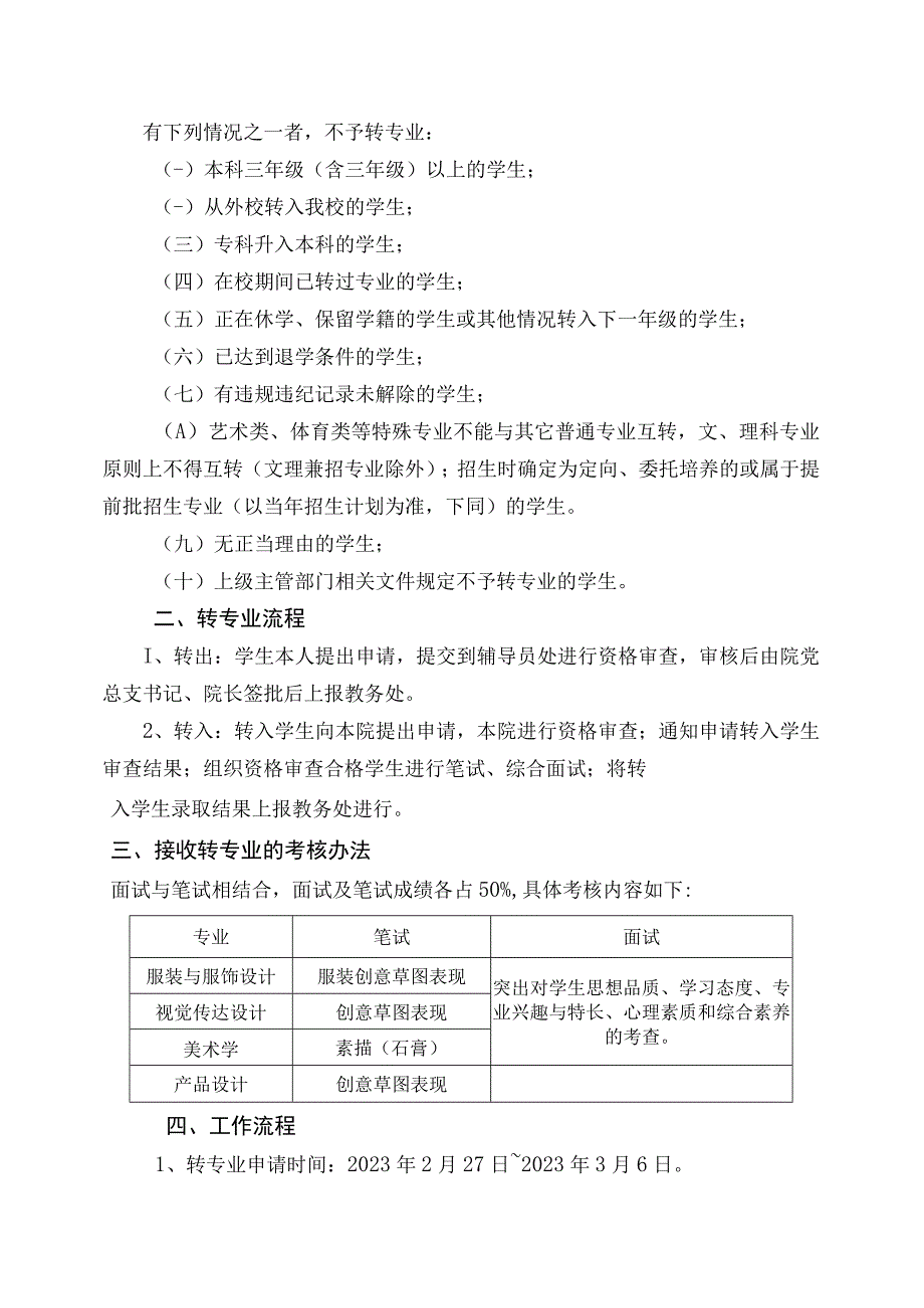 美术与设计学院本科生转专业工作实施方案.docx_第2页