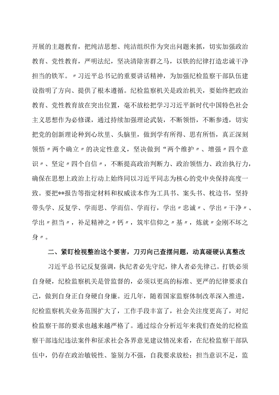 纪检监察干部队伍教育整顿工作研讨发言材料心得体会四篇.docx_第2页