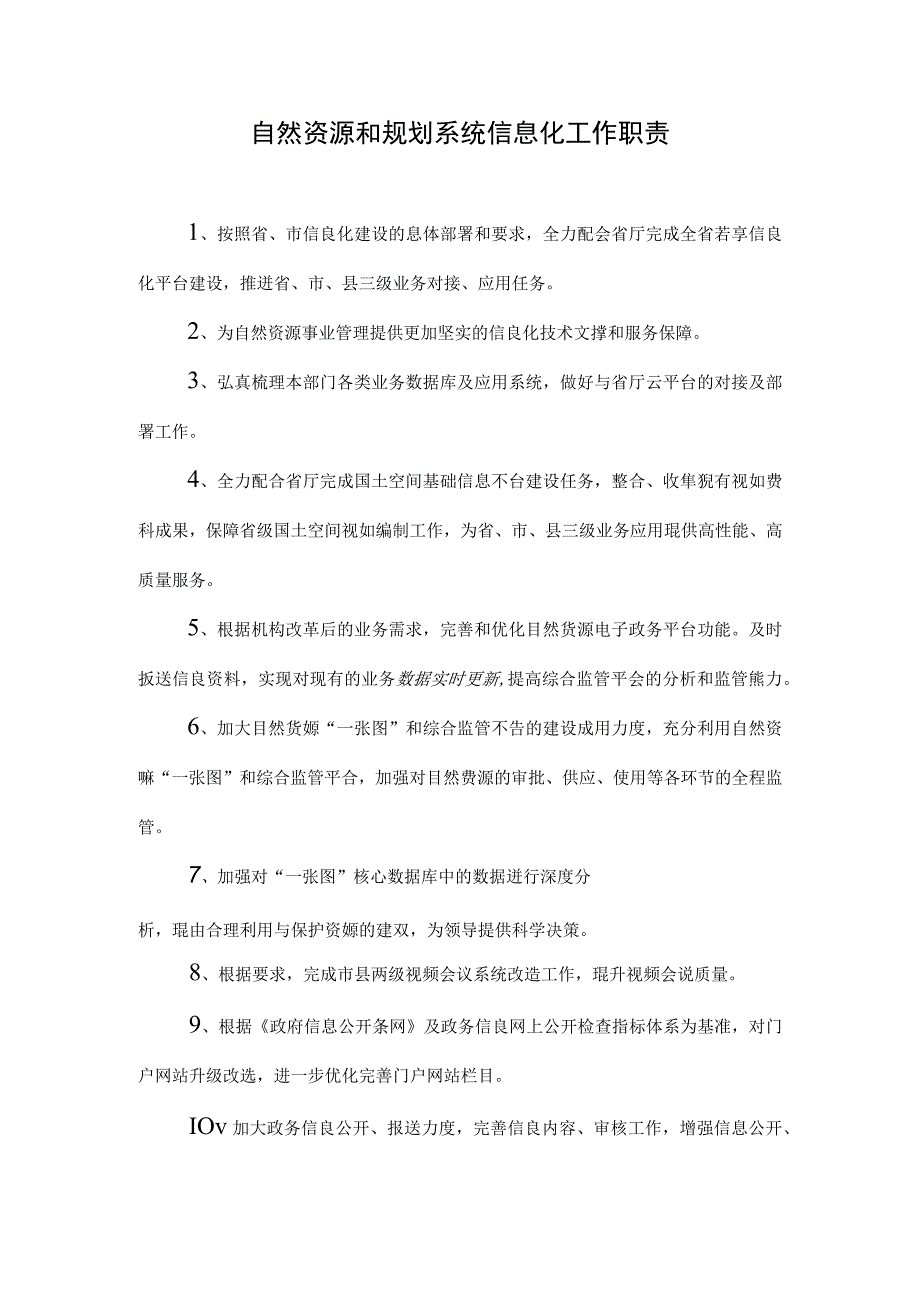 自然资源和规划系统信息化工作职责.docx_第1页