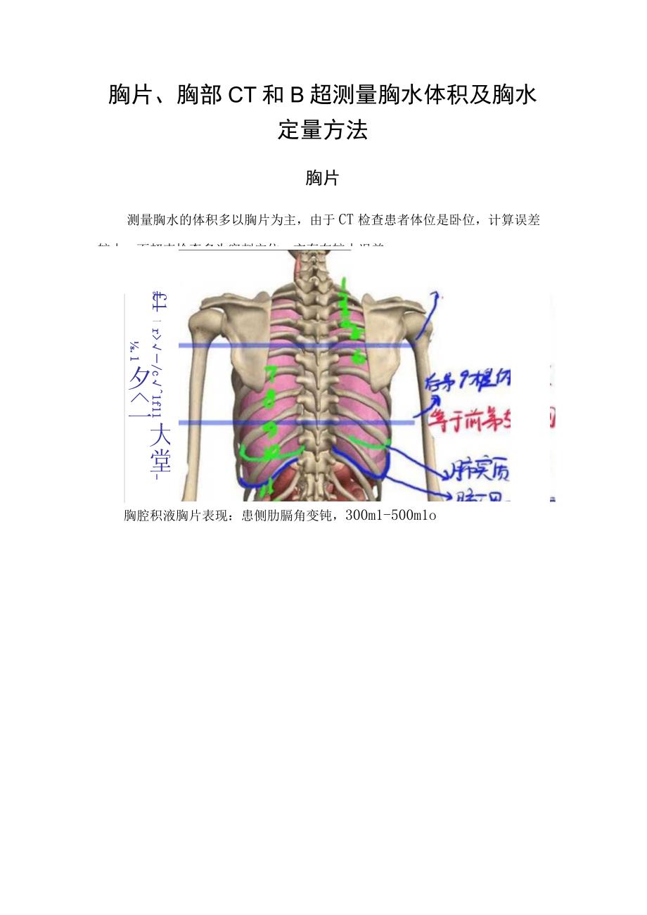 胸片胸部CT和B超测量胸水体积及胸水定量方法.docx_第1页