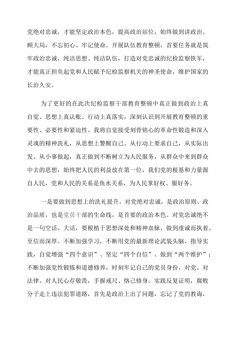 纪检监察干部队伍教育整顿工作个人心得讲话.docx_第2页