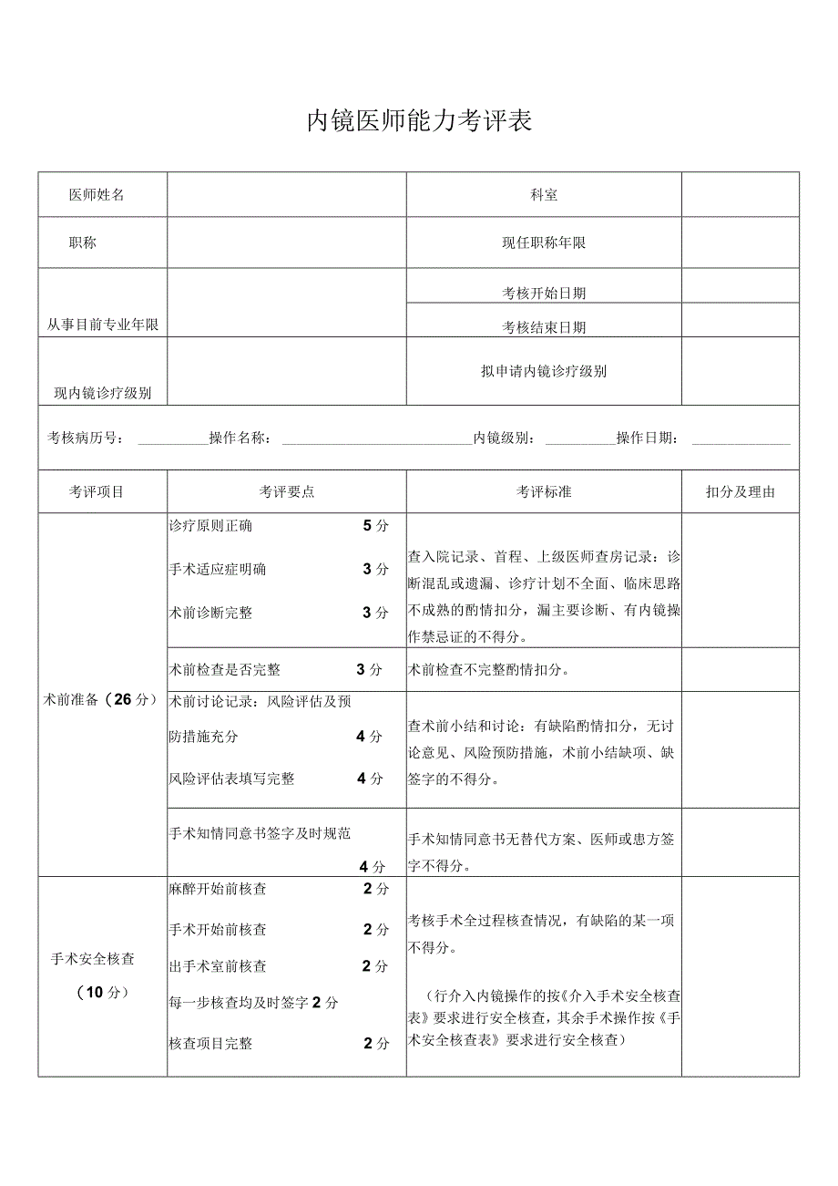 内镜医师能力考评表.docx_第1页