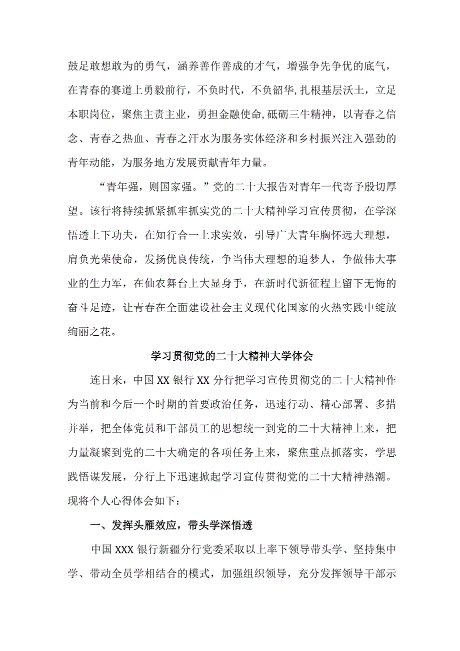 农商行工作员学习贯彻党的二十大精神心得体会 （合计10份）.docx_第3页