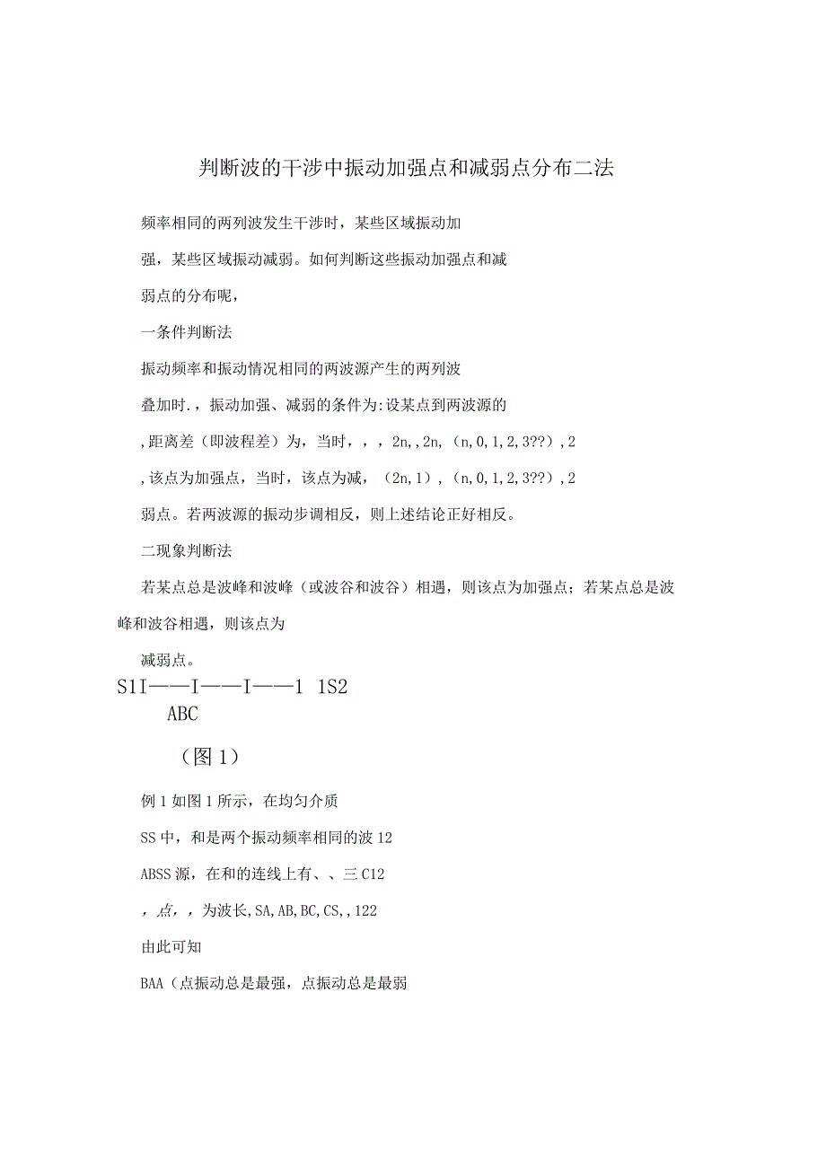 判断波的干涉中振动加强点和减弱点分布二法.docx_第1页