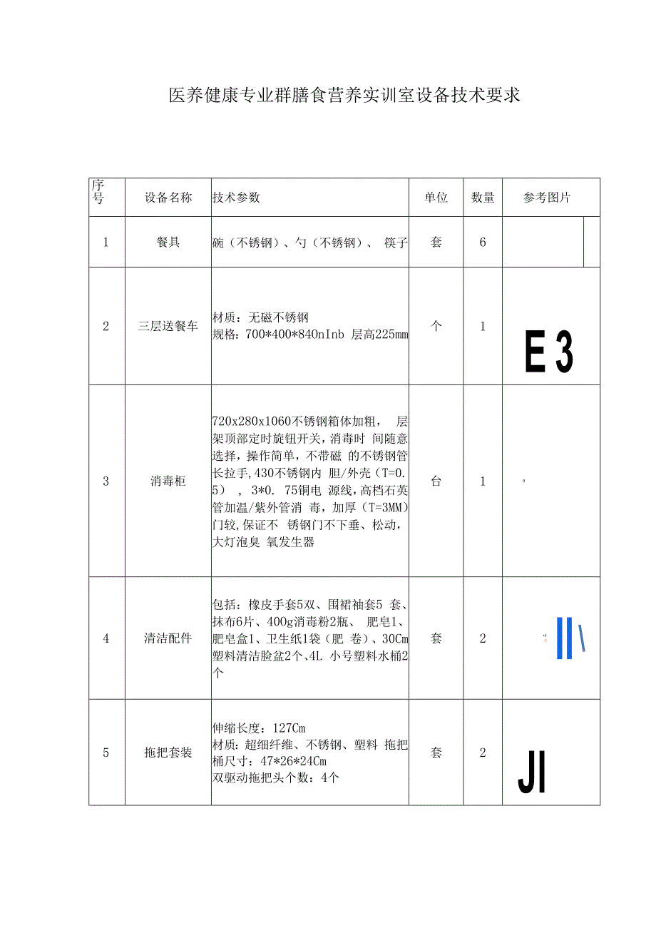 医养健康专业群膳食营养实训室设备技术要求.docx_第1页