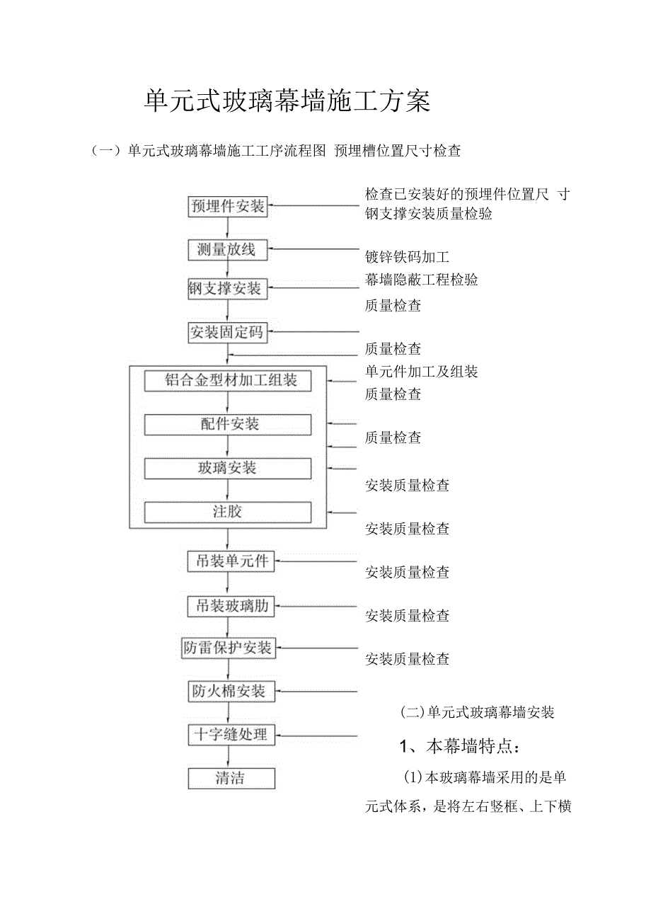 单元式玻璃幕墙施工方案.docx_第1页