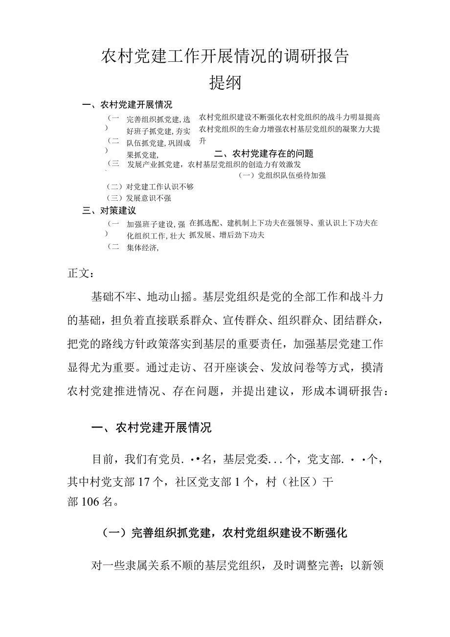 农村党建工作开展情况的调研报告.docx_第1页