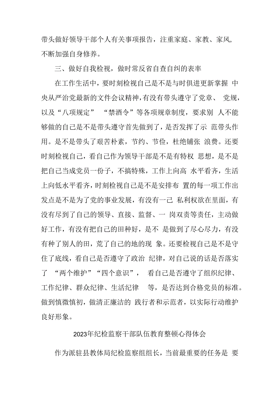 区县2023年纪检监察干部队伍思想教育整顿个人心得体会 样板8份.docx_第2页