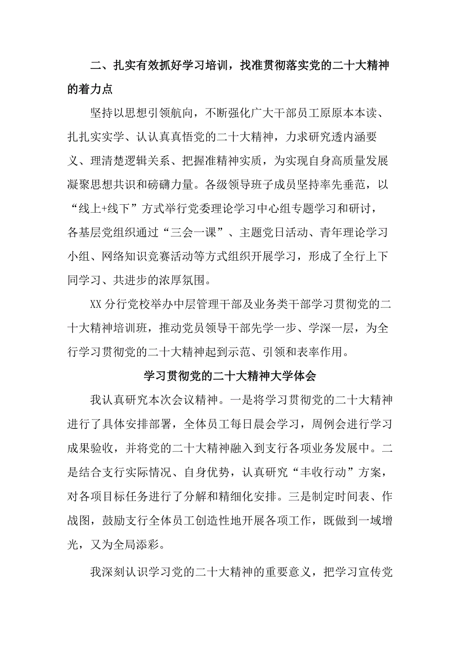 农商行工作员学习贯彻《党的二十大精神》心得体会 （5份）.docx_第2页