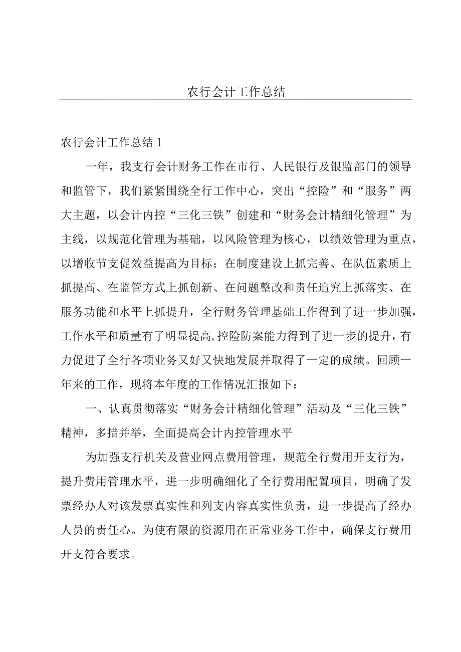 农行会计工作总结.docx_第1页